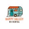 emblem of caravan for camping. Happy valley RV Rental logo design