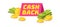 Emblem cash back. Symbol of saving cashback by shopping with ribbon and money vector label