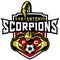 The emblem of the football club `San Antonio Scorpions.` USA.