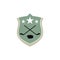 Emblem of a hockey club on the shield, stick, puck and stars - t