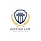 emblem of justice law logo design template. pillar and star shape illustration