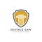 emblem of justice law logo design template. pillar and star shape illustration designs