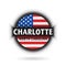 Emblem or label with name of Charlotte, North Carolina