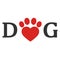 Emblem love for dog lettering with heart on white background