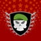 Emblem Military . Skull beret with weapons.