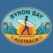 Emblem with the name of Byron Bay, Australia