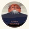 Emblem with the name of Mount Fuji, Japan