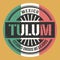 Emblem with the name of Tulum, Mexico