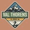 Emblem with the name of Val Thorens, France