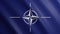 Emblem of NATO flag with Realistic Fabric Texture Waving in the Wind. NATO Emblem Looping Seamless Background 3D Animation