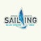 Emblem for sailing regatta with blue sailboat