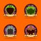 Emblem Set Head Monster. With Alien, Goblin, Grey Zombie and Brown Zombie Head Character Design