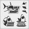 The emblem with shark for a sport team. Labels, icons and design elements. Print design for t-shirts.