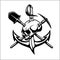 Emblem of treasure hunters, heraldic sign - treasure hunter, vector for print or design