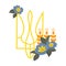 Emblem of Ukraine on the background decorated with flowers on white background, Vector illustration