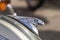 Emblem on the wing of a motorcycle, the head of an eagle SOSNOVY BOR, RUSSIA-SEPTEMBER 11.2021