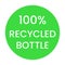 Emblem written 100 percent recycled bottle