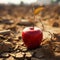 Emblematic apple on dry earth illustrates food insecurity, water shortage, agricultural crisis
