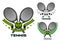 Emblems of crossed tennis rackets with balls