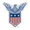 emblems with eagles and usa flags. Design element for poster, emblem, sign, logo, label. =