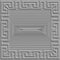 Embossed 3d pattern. Square frame. Greek emboss background. Textured grey backdrop. Surface grunge relief 3d ornaments with