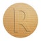 Embossed cardboard letter R, 3 d illustration , circle shape eco friendly alphabet
