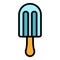 Embossed ice cream on a stick icon color outline vector