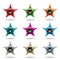 Embossed Stars with Colorful Pentagon Loudspeaker Shapes Vector Illustration