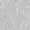 Embossed tropical leafy 3d seamless pattern. Tropic leaves relief white background. Repeat textured white backdrop. Surface emboss