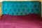 Embossed velor bed upholstery in turquoise color