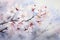 Embrace charm of spring with a vibrant pink cherry blossom branch, artfully rendered in watercolor