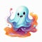 Embrace the cuteness of Halloween with adorable ghost sublimation clipart in charming watercolor, adding a playful and whimsical