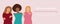 Embrace Equity slogan International Women's Day 8 march 2023. Vector women's characters hug yourself on pink