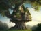 Embrace Nature\\\'s Embrace: Serene House in the Tree Prints Available