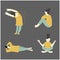 Embrace wellness with this dynamic flat design vector set. Illustrating a woman in yoga, Pilates, and exercise poses, it