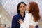 Embracing couple - dark-haired man and red-haired woman