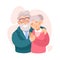 Embracing Senior Man and Woman Loving and Feeling Happy Vector Illustration