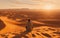 Embracing Solitude: Man Overlooks Sahara\\\'s Vast Expanse