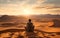 Embracing Solitude: Man Overlooks Sahara\\\'s Vast Expanse