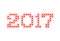 Embroided by cross stitch text 2017 new year isolated on white background.