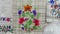 Embroidered good like handmade cross-stitch ethnic Slavic pattern. Towel with ornament