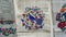 Embroidered good like handmade cross-stitch ethnic Slavic pattern. Towel with ornament