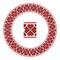 Embroidered good like handmade cross-stitch ethnic Ukraine pattern. Round ornament in ethnic style