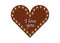 Embroidered I Love You gingerbread heart with red rose