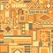 Embroidered seamless patchwork pattern. Bohemian ornament. Ethnic and tribal motifs. Orange print for textiles.