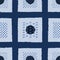 Embroidery Boro Patch Kantha Fabric Vector Pattern. Needlework Seamless Background Indigo Blue Style. Sashiko Running Hand Stitch