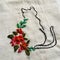 Embroidery cat with floral decoration