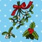 Embroidery christmas patches with mistletoe.