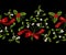 Embroidery christmas seamless landscape pattern with mistletoe.