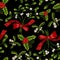 Embroidery christmas seamless pattern with mistletoe.